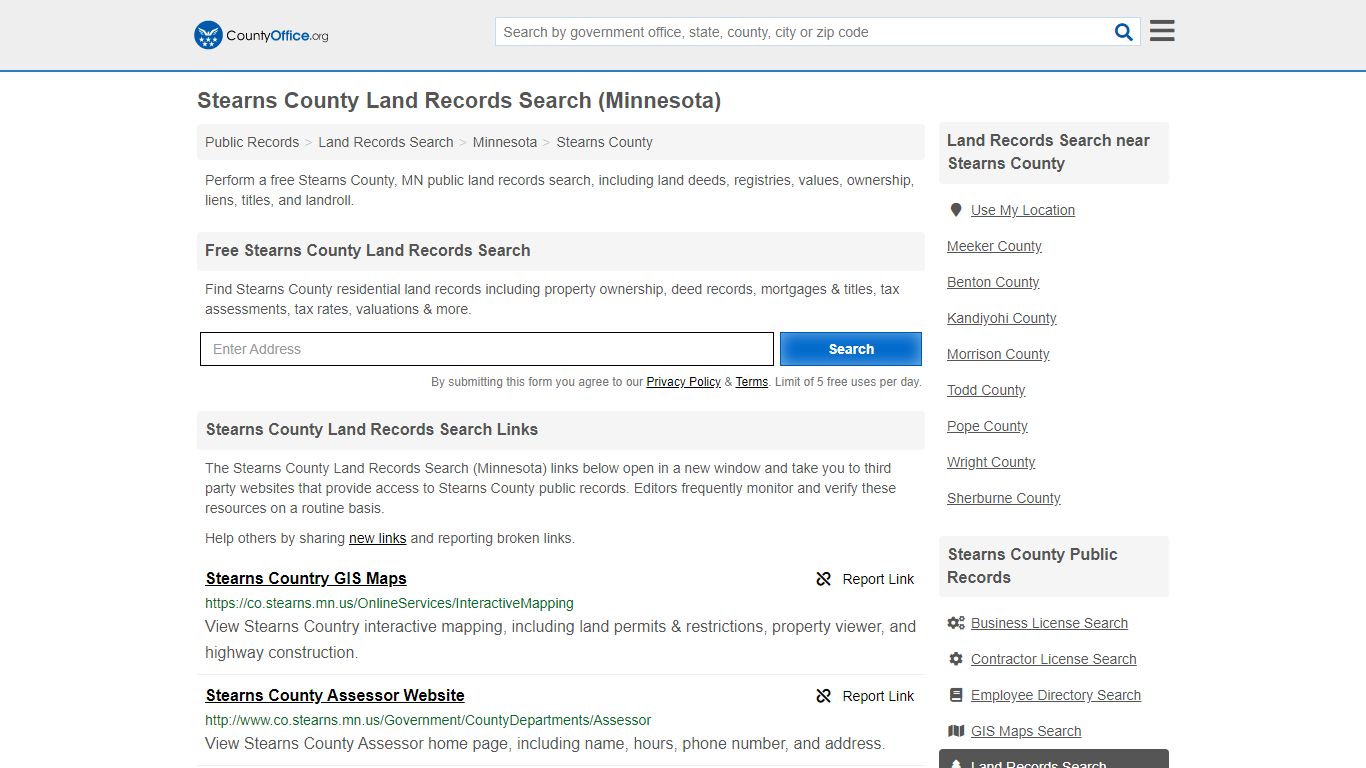 Land Records Search - Stearns County, MN (Deeds, GIS Maps ...
